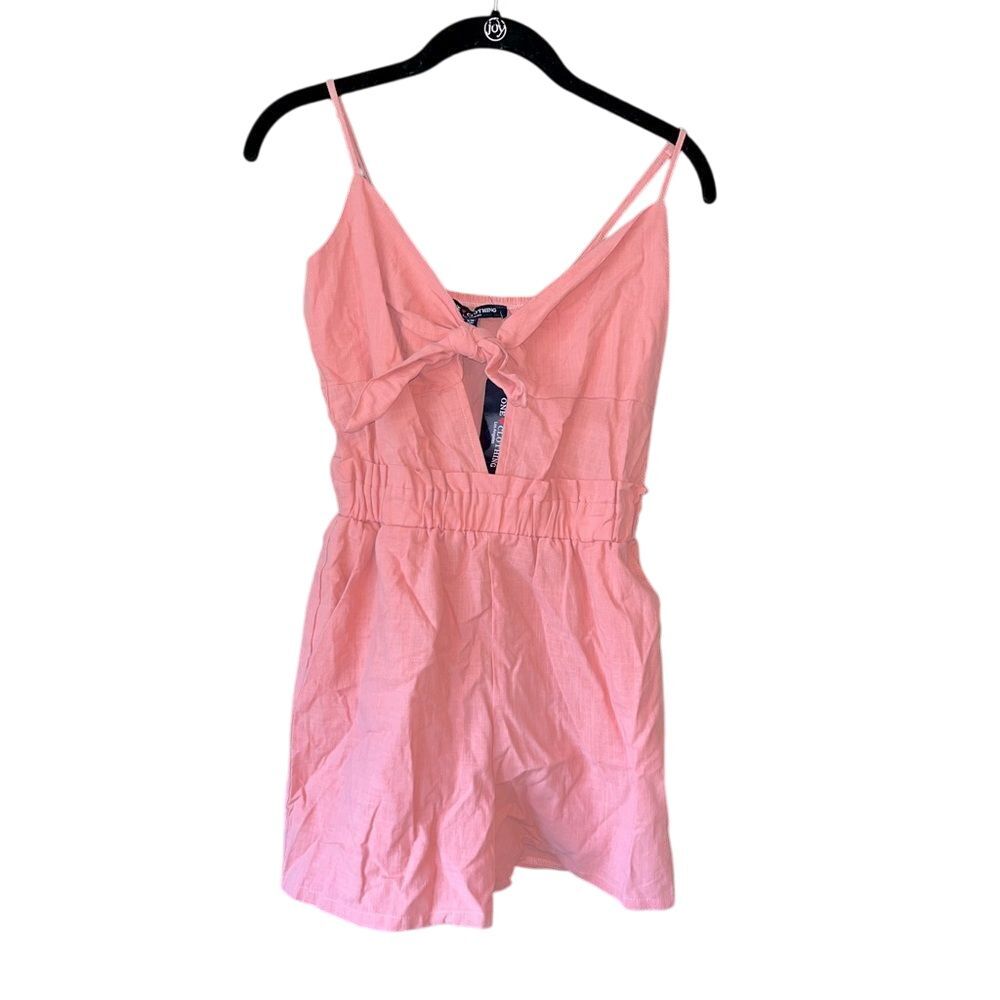 One‎ Clothing Pink Cotton Summer Romper Spaghetti Strap Casual Playsuit E14